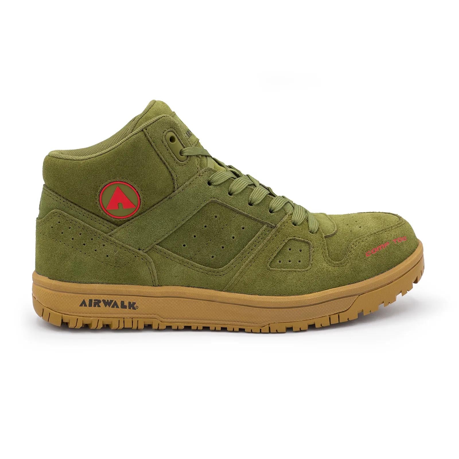 Mongo Suede Mid Composite Toe Work Boots – Olive/Gum