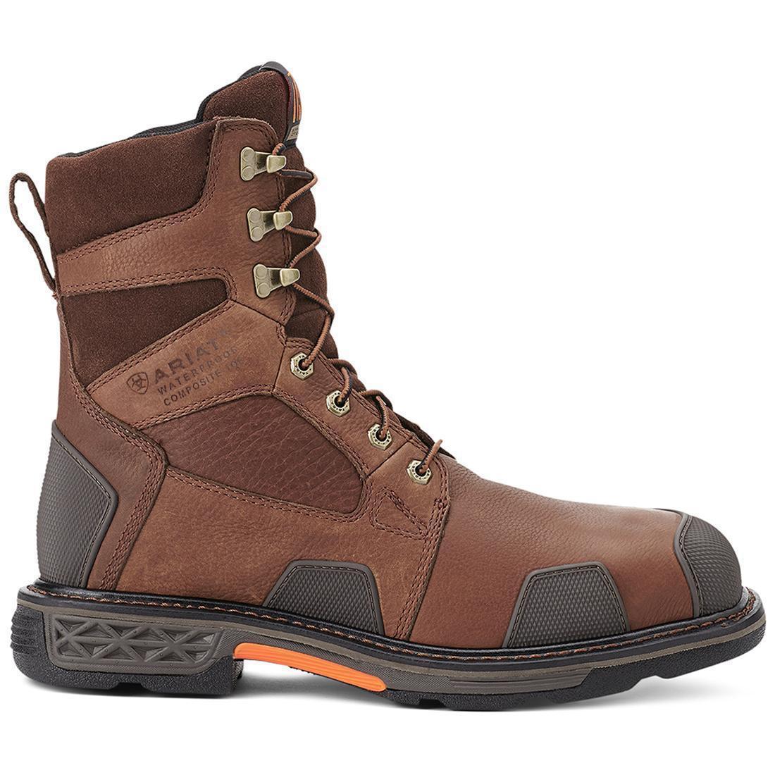 OverDrive 8 inch Composite-Toe Waterproof Wide Square Toe Work Boot Chestnut Brown