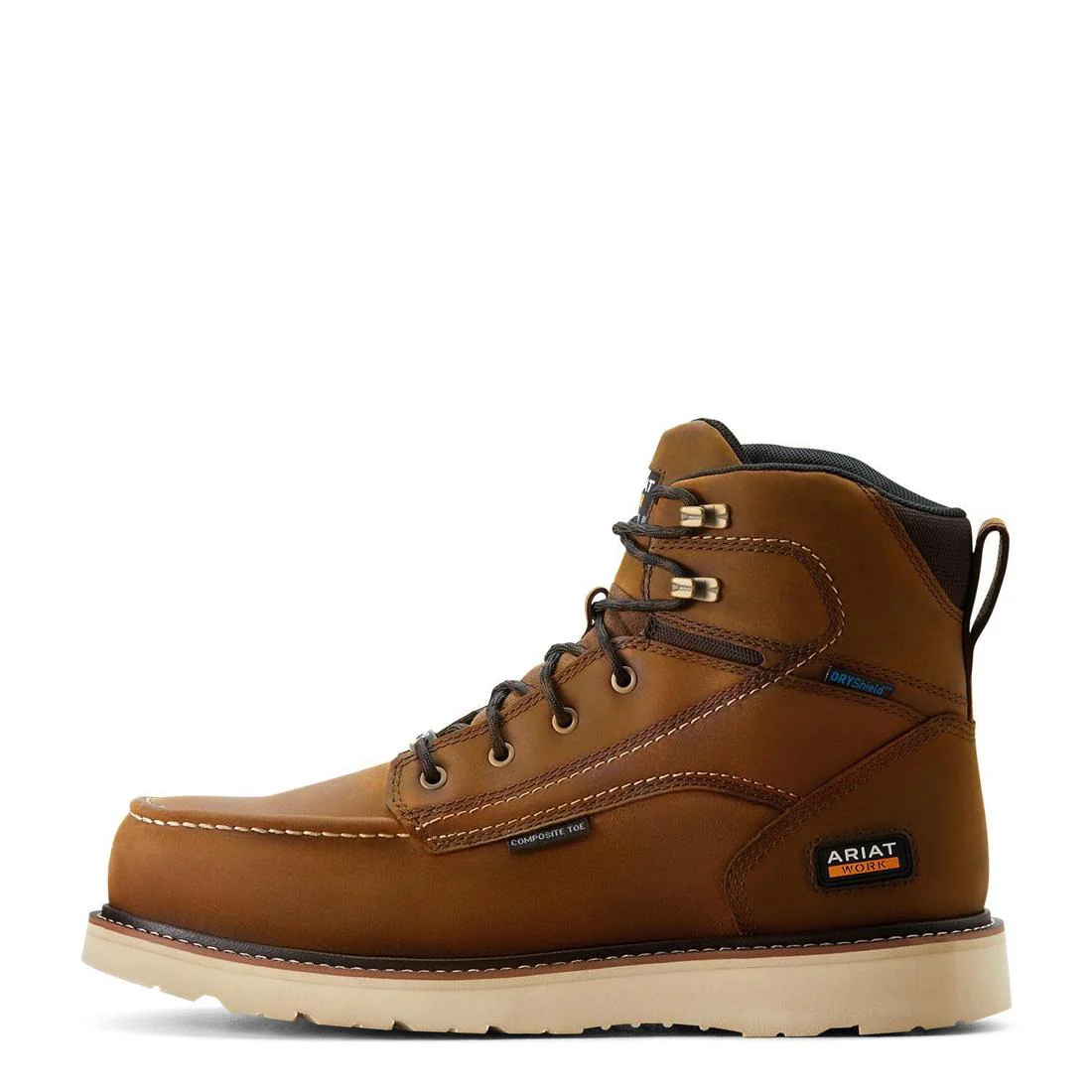 Rebar 6 inch Composite-Toe Waterproof Moc Toe Wedge Work Boot Distressed Brown - Image 7