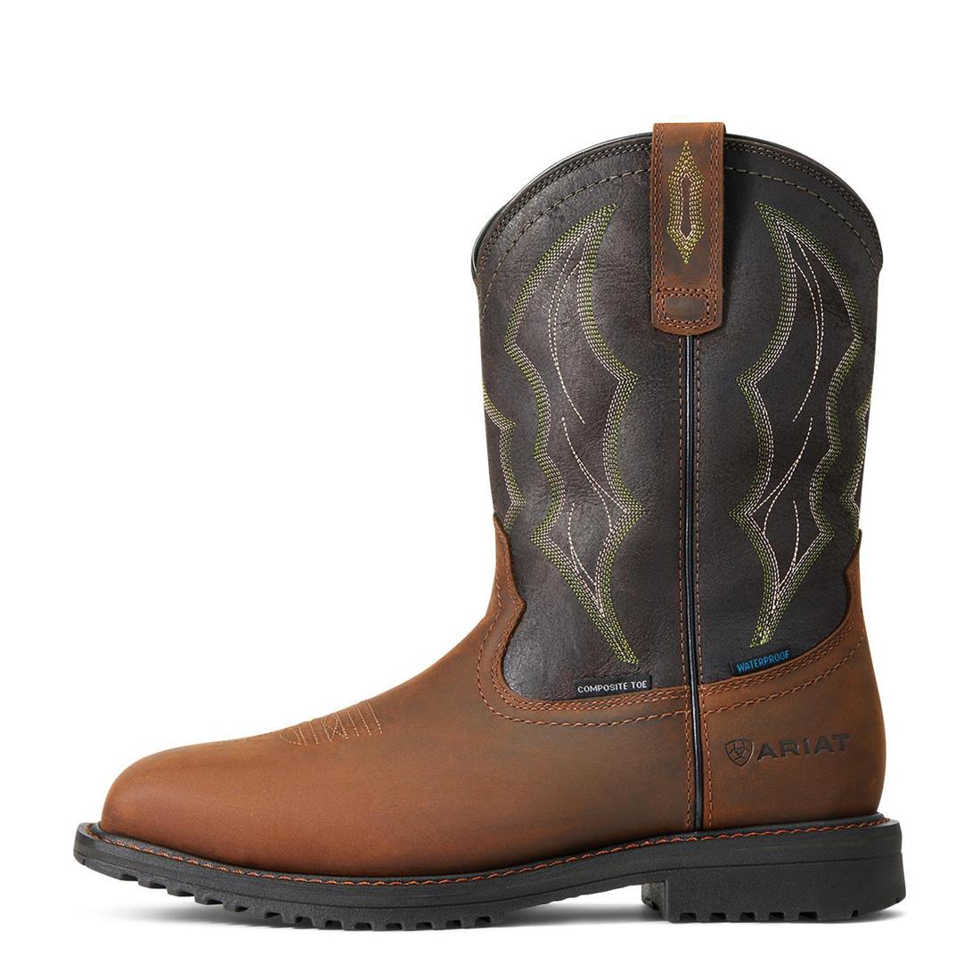RigTek Composite-Toe Waterproof Wide Square Toe Work Boot Distressed Brown - Image 6