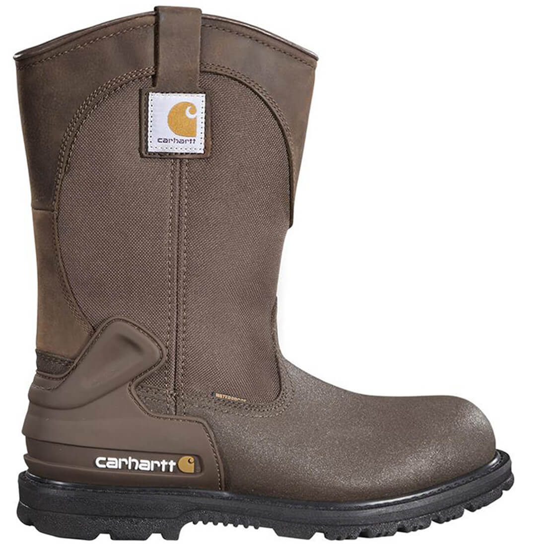 11" Heritage Steel-Toe Waterproof Wellington Pull-On Work Boot Dark Brown