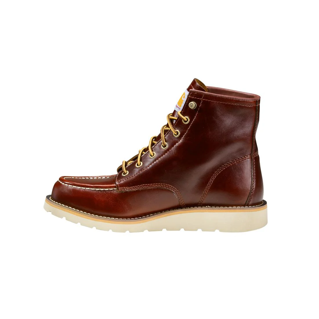 6" Wedge Moc Toe Full Grain Leather Soft Toe Boot Red Brown FW6145-M - Image 6
