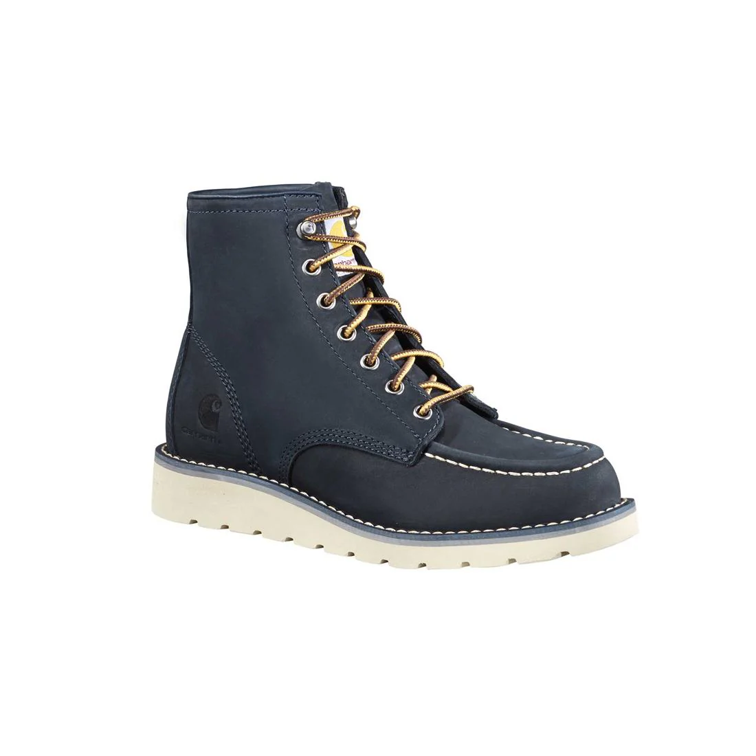 6" Women's Moc Toe Wedge Soft Toe Boot Navy - Image 2