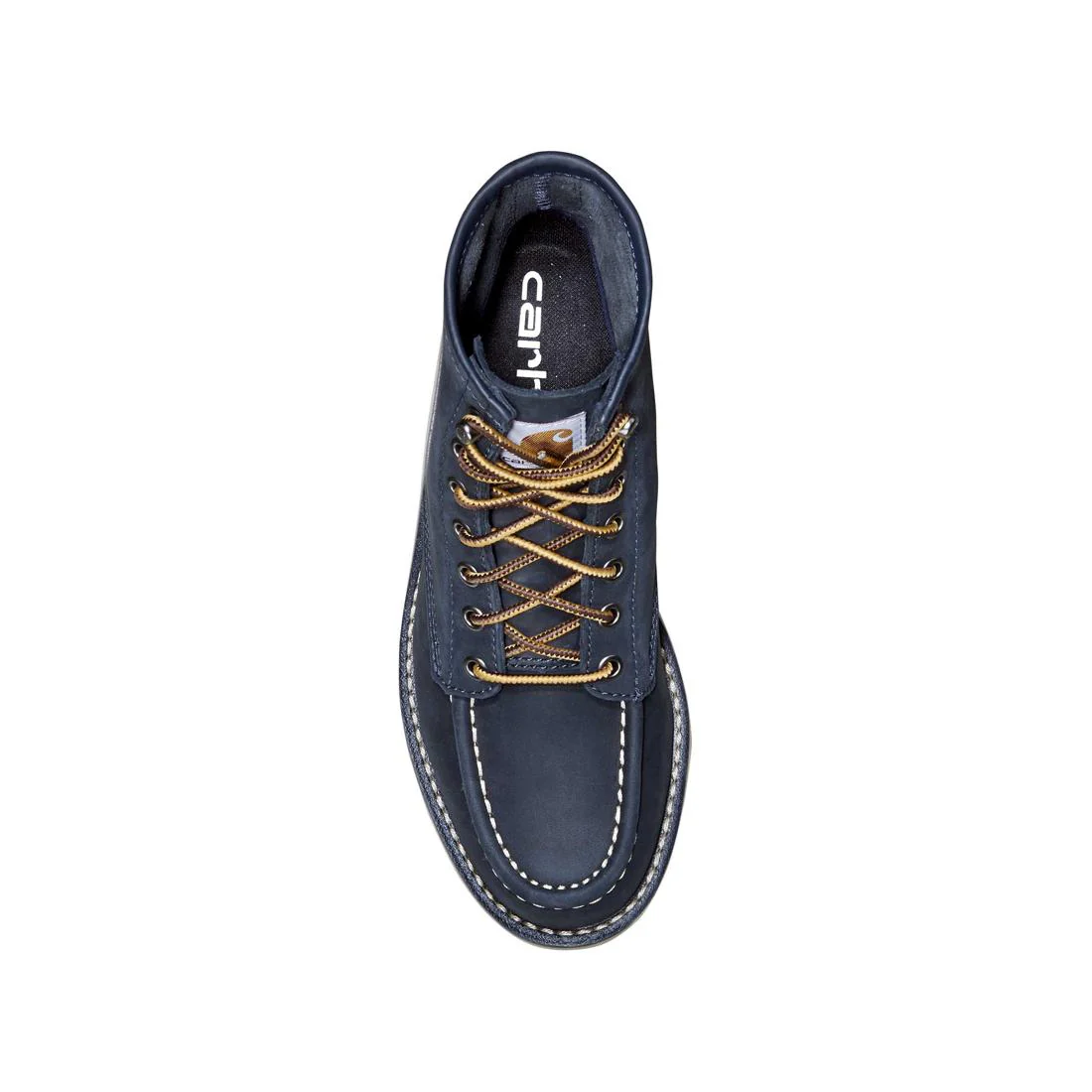 6" Women's Moc Toe Wedge Soft Toe Boot Navy - Image 4
