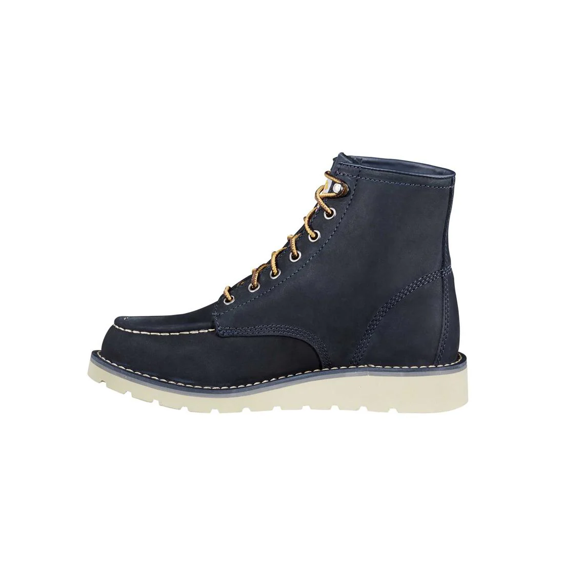 6" Women's Moc Toe Wedge Soft Toe Boot Navy - Image 6