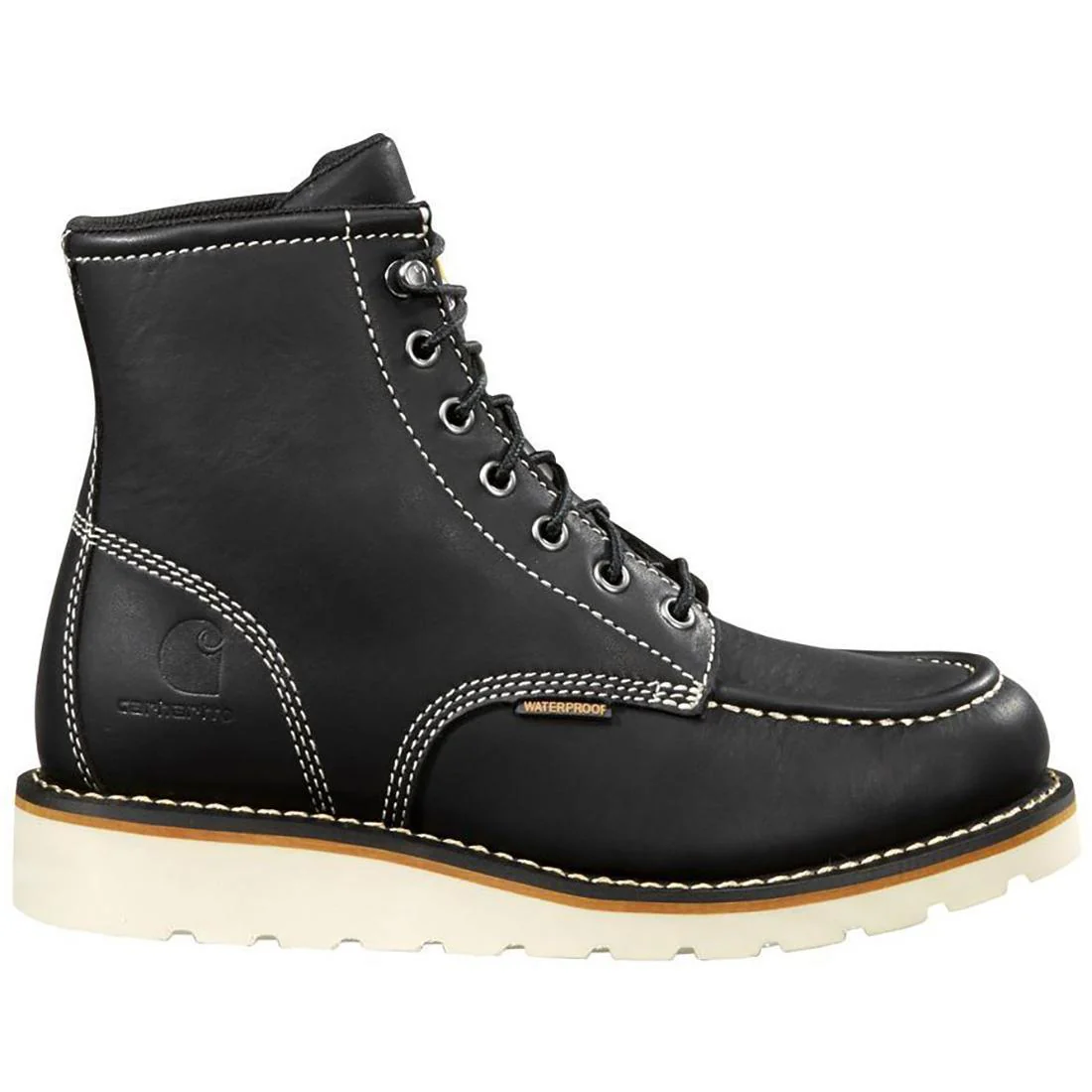 6" Women's Waterproof Moc Toe Wedge Soft Toe Work Boot Black