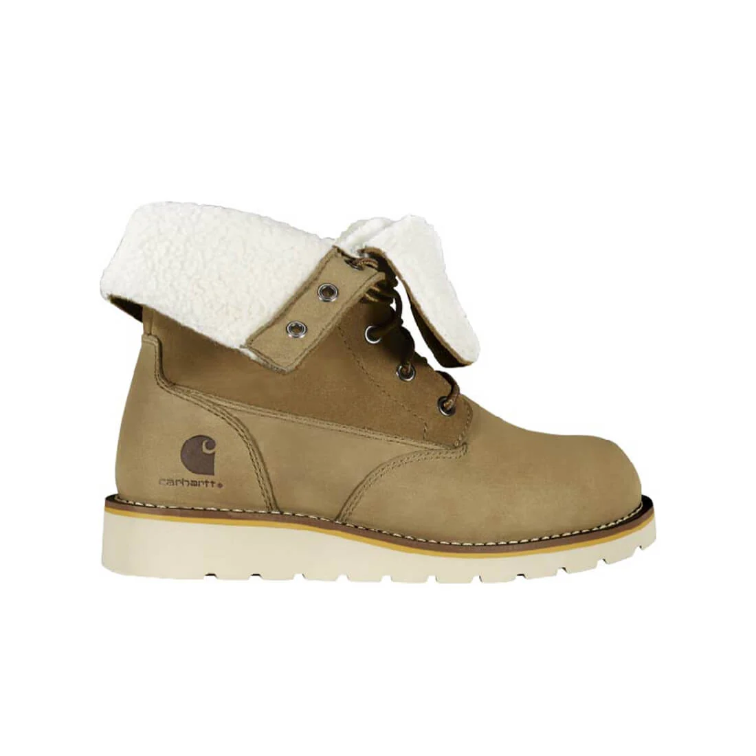 8" Women's Waterproof Sherpa Lined Fold Down Winter Wedge Soft Toe Boot Coyote - Image 8