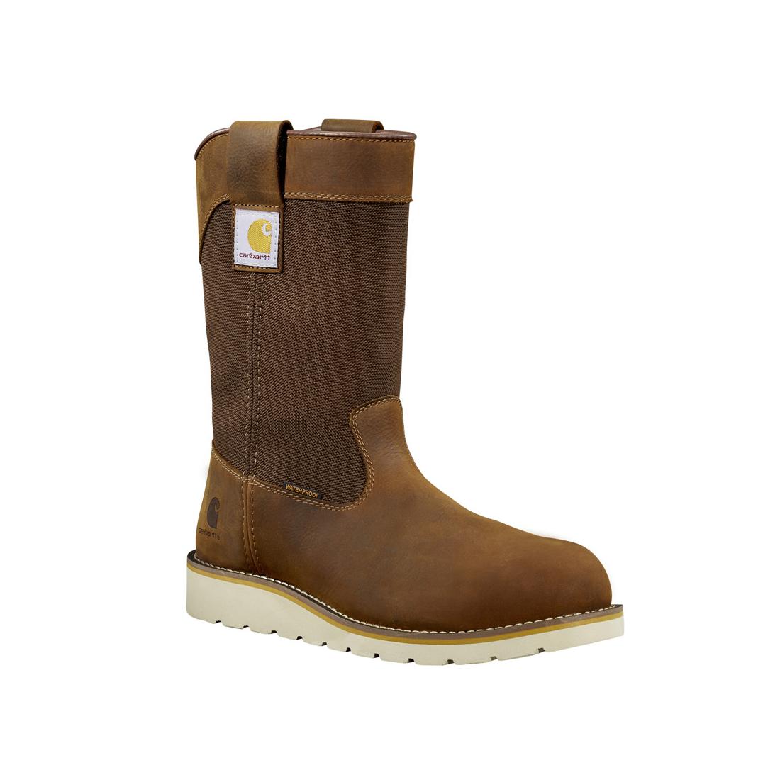10" Women's Wellington Steel-Toe Waterproof Pull-On Wedge Work Boot Brown - Image 2