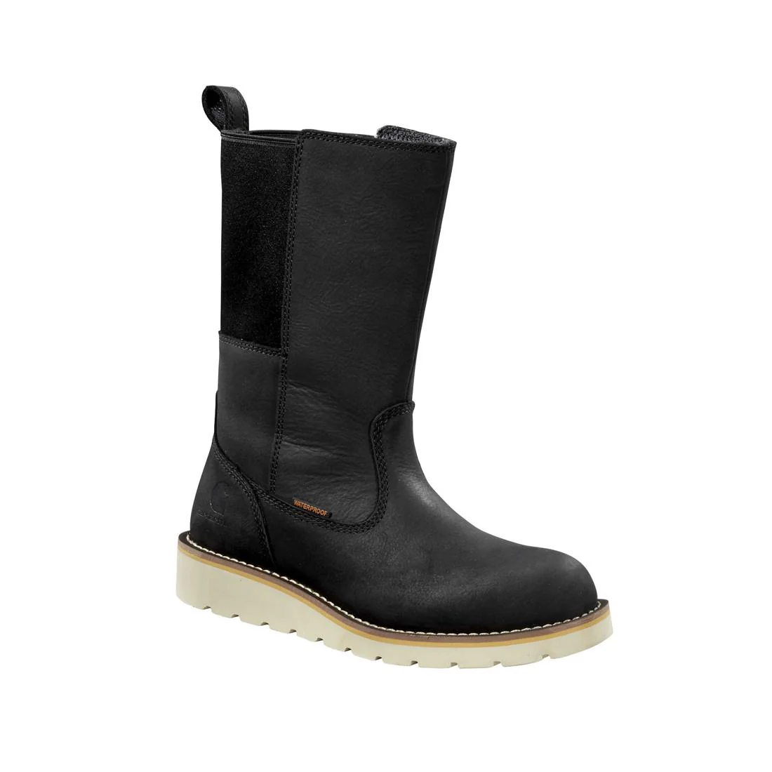 10" Women's Wellington Soft-Toe Waterproof Pull On Wedge Work Boot Black - Image 2