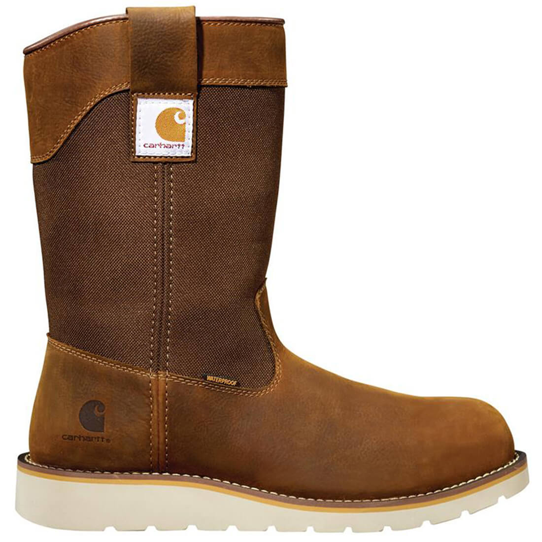 10" Women's Wellington Soft-Toe Waterproof Pull On Wedge Work Boot Brown