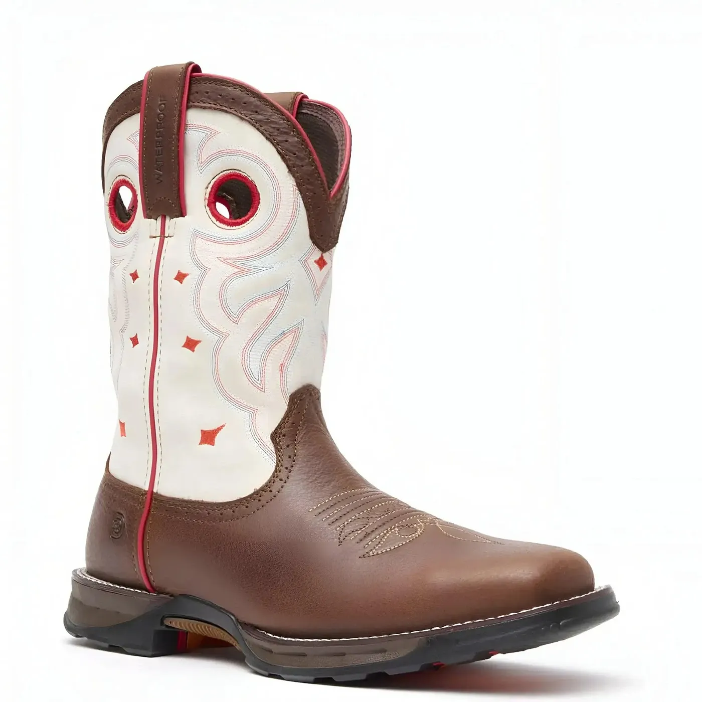 Women’s Durango Maverick Steel Toe Waterproof Western Work Boot sable Brown White - Image 2