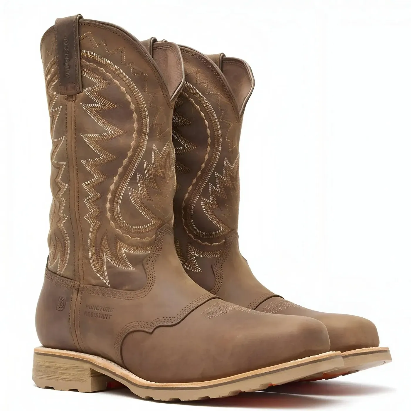 Maverick Pro Steel Toe Waterproof Western Work Boot Tan - Image 2