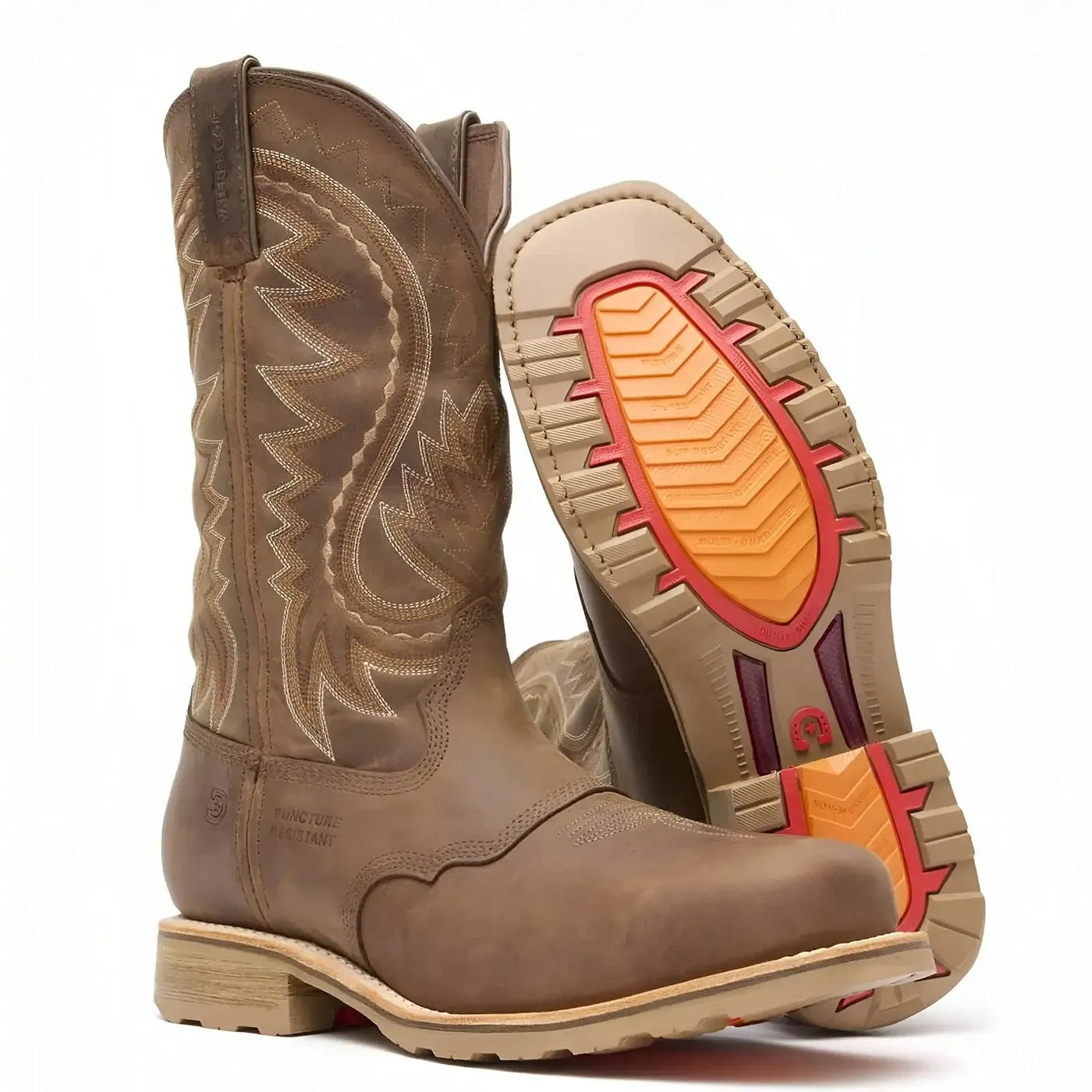 Maverick Pro Steel Toe Waterproof Western Work Boot Tan - Image 3