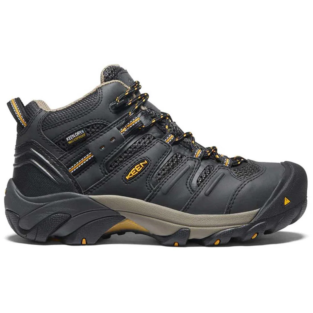 Women's Lansing Mid Steel-Toe Work Boot Waterproof Raven/Tawny Olive Keen