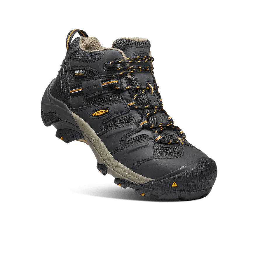 Women's Lansing Mid Steel-Toe Work Boot Waterproof Raven/Tawny Olive Keen - Image 2