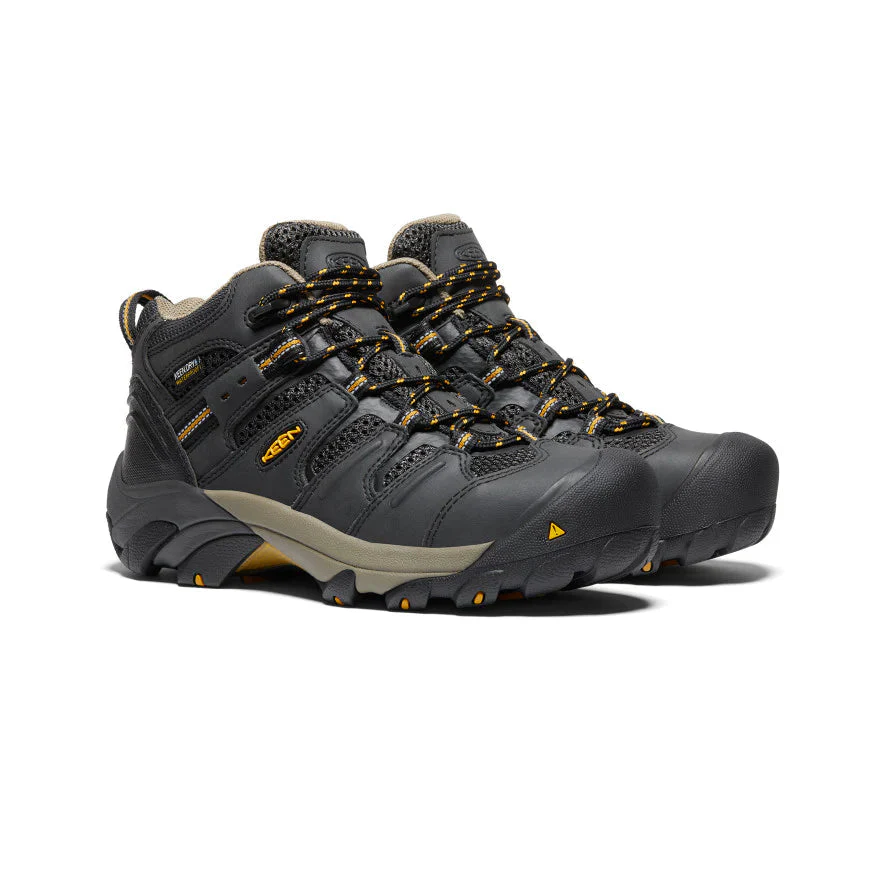 Women's Lansing Mid Steel-Toe Work Boot Waterproof Raven/Tawny Olive Keen - Image 6