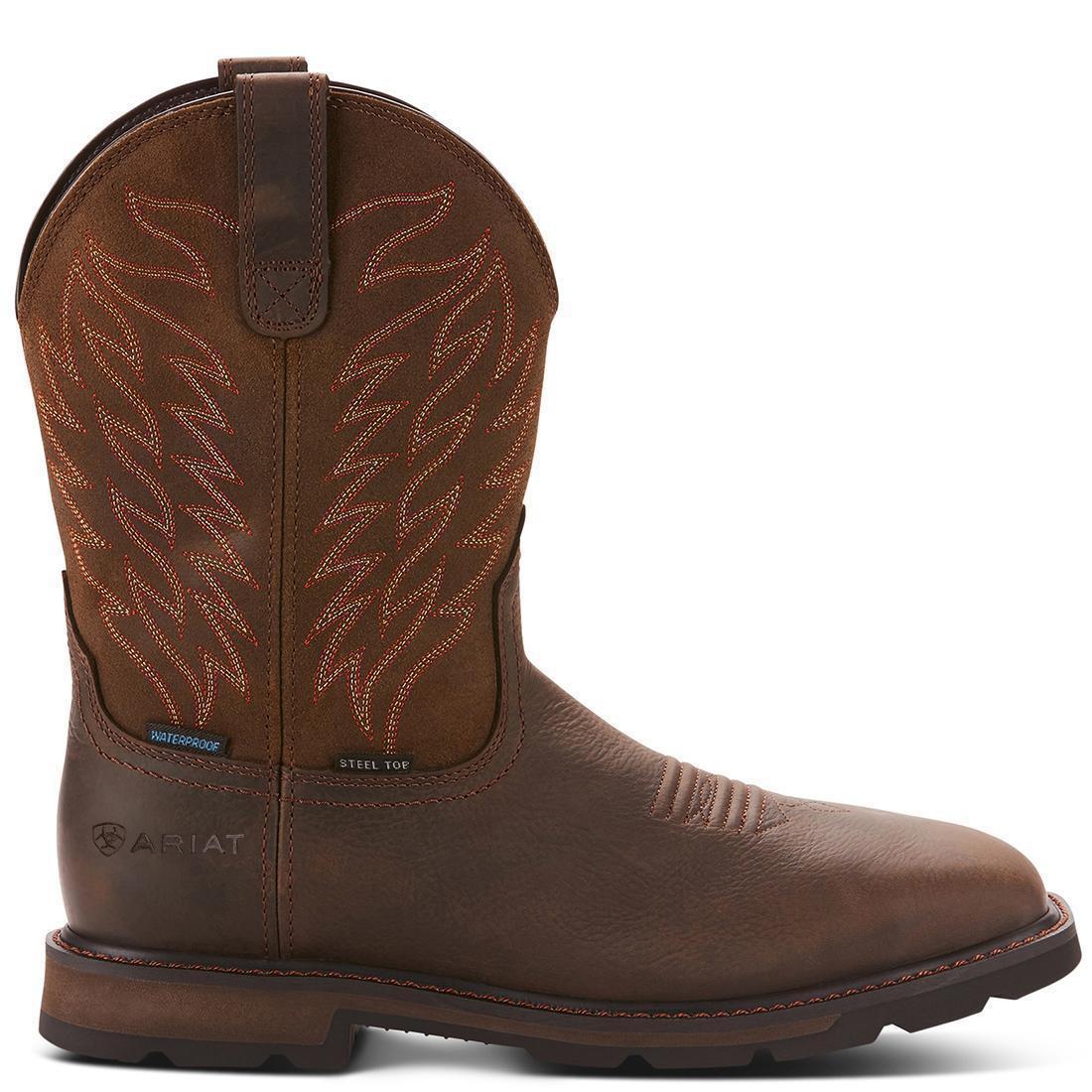 Groundbreaker Steel-Toe Waterproof Pull-On Work Boot Brown
