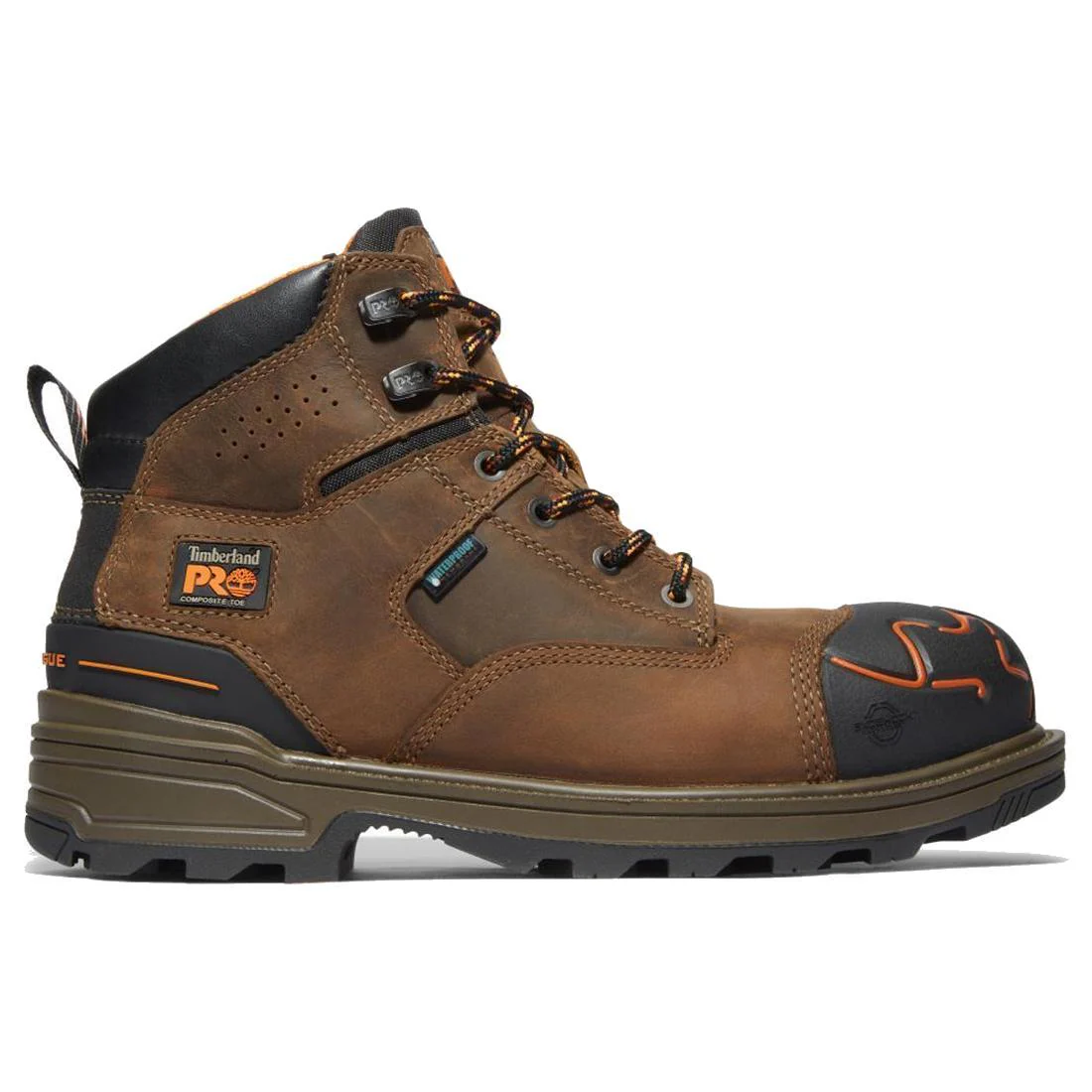 Magnitude 6 Inch Composite-Toe Waterproof Work Boot Orange and Brown