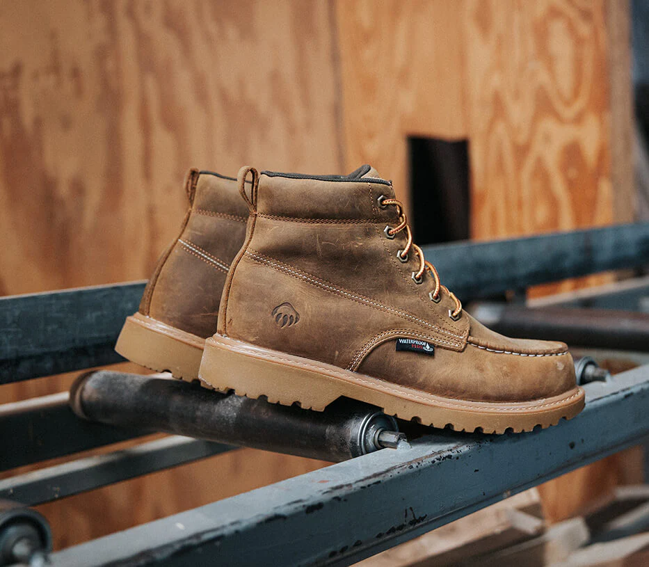 Floorhand Moc-Toe 6" Steel-Toe Waterproof Work Boot Tan - Image 4