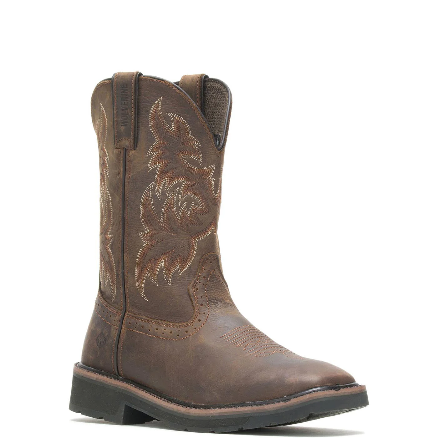 Rancher Soft-Toe Pull-On Wellington Square Toe Work Boot Dark Brown/rust - Image 2
