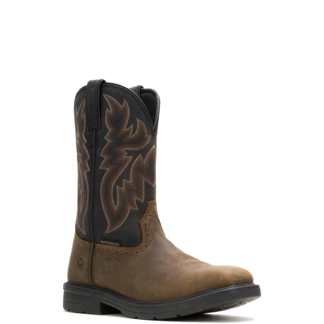 Rancher Level WP Steel-Toe Pull-On Wellington Work Boot Black/Brown - Image 2