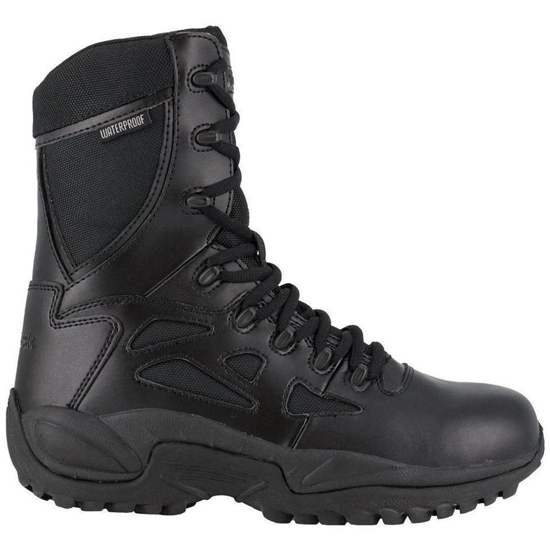 Women's Rapid Response Rb 8 Inch Soft-Toe Waterproof Military Work Boot Black